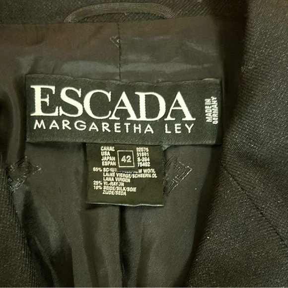 ESCADA Margaretha Ley Vintage Wrap Blazer Virgin Wool & Silk Black Sz 42 - Picture 4 of 9